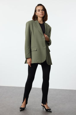 Ac?k Haki Ekstra Oversize Dokuma Blazer Ceket TWOAW24BC00107