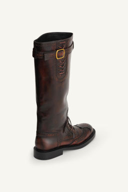 LEATHER BROGUE KNEE-HIGH BOOTS LIMITED EDITION - Zara фото 9