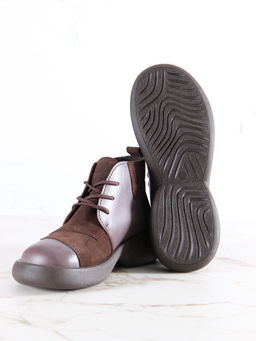 Ботинки 305.927br.Вакса коричневая+корич замша/байка