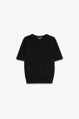 BASIC PLAIN KNIT SHORT SLEEVE TOP - Zara фото 20
