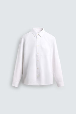 CAMISA REGULAR FIT LINO - ALGOD?N / Blanco - Zara фото 7