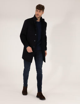 Lacivert Slim Fit Palto