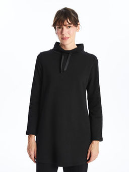 Yar?m Bal?k?? Yaka Kad?n Kal?n Sweatshirt Tunik