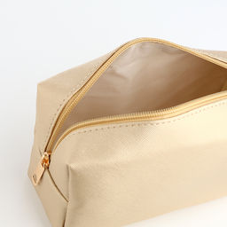 Косметичка женская на молнии, маленькая, объёмная, золотая - Simaland фото 3