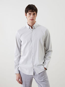 Regular Fit Uzun Kollu ?izgili Erkek G?mlek