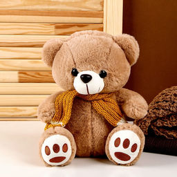 Мягкая игрушка «Мишка в шарфе», 24 см, цвет коричневый