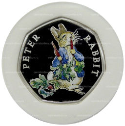 Монета 50 пенсов 2018 года Великобритания 150 лет со дня рождения Беатрис Поттер Кролик Питер (в коробке)
