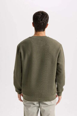 Жаккардовый свитшот стандартного кроя с круглым вырезом - Defacto фото 6