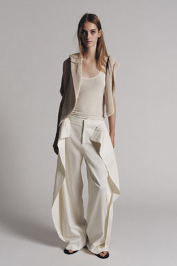PANTAL?N ANCHO PLIEGUES ZW COLLECTION / Crudo - Zara фото 3