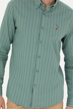 Рубашка U.S. Polo Assn с длинным рукавом мятная хлопок  фото 6