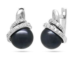 Серьги из серебра жемчуг, С1325ч