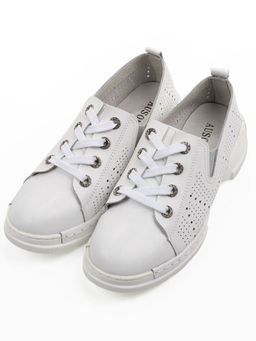 03-YB13-2 WHITE Полуботинки летние женские (натуральная кожа)
