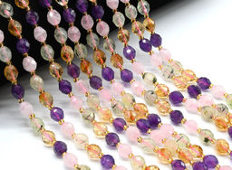 Бусины из самоцветов овал гр.7*8мм, 39см, 37 бусин Радуга камня