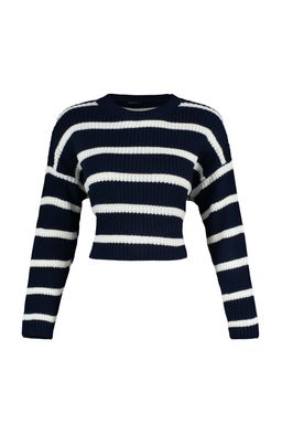 Lacivert Crop Basic Cizgili Genis Kal?p Triko Kazak TWOAW23KZ00390