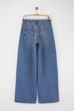 Mavi Normal Bel Kemerli Ekstra Genis Paca Wide Leg Jeans TWOAW26JE00010 - Trendyolmilla фото 6
