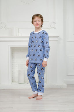 Пижама детская из джемпера и брюк из кулирки Коровы голубой - Амадэль фото 10