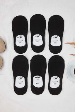 Siyah 6 Cift Kayd?rmaz Topuklu Konfor Modeli Kaymaz Silikon Topuk Pamuklu Babet Corap TMNAW26CO00001