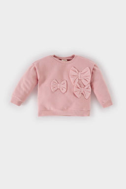 K?z Bebek Bisiklet Yaka Fiyonklu Sweatshirt - Defacto фото 2