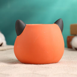 Фигурное кашпо для цветов «Добрый лис», 9×9×7 см, керамика, оранжевое, бежевое