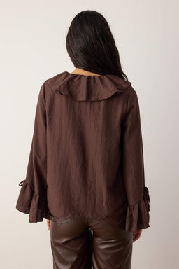 Koyu Kahverengi F?rf?r Detayl? Dokuma Bluz TWOAW26BZ00290