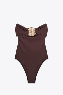BANDEAU SWIMSUIT WITH METAL DETAIL - Zara фото 9