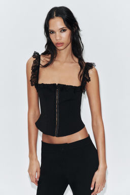 TOP CORSETERO ENCAJE / Negro