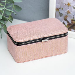 Шкатулка кожзам для украшений Мелкие квадратики. Чёрное серебро 6х7х12 см - Simaland фото 9