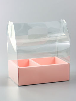 Коробка с PVC для цветов и десертов 26×18×30 см, розовый