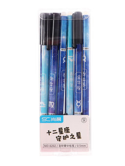 Цена за 12 шт. Ручка гелевая СТИРАЕМЫЕ ЧЕРНИЛА, 0,5 мм, стержень синий, Знаки зодиака МИКС