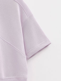 CONTE Комбинированная футболка из футера c вставками в рубчик LD 2573 lavender