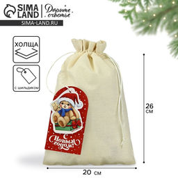 Цена за 5 шт. Мешочек подарочный С Новым годом, зайка, 20 х 30 см +/- 1.5 см