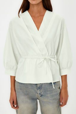 Tas Kruvaze Baglama Detayl? Dokuma Bluz TWOSS21BZ0287