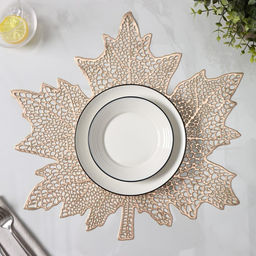 Набор салфеток сервировочных на стол Доляна Кленовый лист, 4 шт, d=38 см, цвет золотой  фото 7