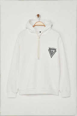 TRENDYOL MAN Turuncu %100 Pamuk Kapusonlu / Genis Kesim Kolej Bask?l? Ici Polarl? Sweatshirt TMNAW24SW00063 - Trendyolmilla фото 35