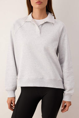Gri Melanj Patl? Regular/Normal Kal?p Kal?n Ici Polarl? Orme Sweatshirt TWOAW26SW00208