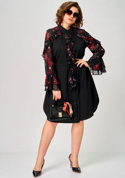 Платье EVA GRANT 7229 черный+принт