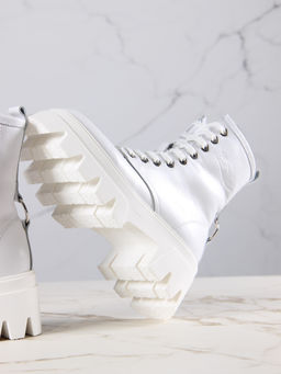 Ботинки 329.зиплайнw.Белый/байка