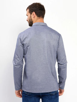 Джемпер мужской с воротником поло GREG G155-PM4-LT1636 (сине-серый)  фото 11