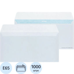 Конверт белый E65 стрип 110х220 80г КОМУС 1000шт/ уп  фото 2