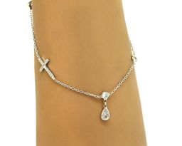 Браслет на ногу из серебра куб.циркон., ТФБ-1104