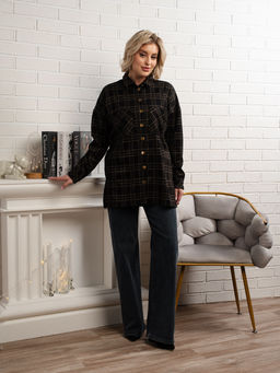 Рубашка с длинным рукавом Доротея (черная) Б14991-10М - Lt collection фото 5