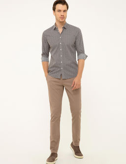 Темно-бордово-красная приталенная рубашка с длинным рукавом - Cacharel фото 4