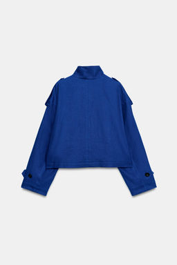 CHAQUETA CON LINO CUELLO SUBIDO / Cobalto - Zara фото 8