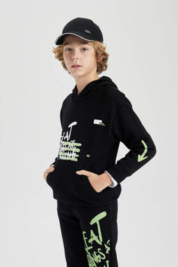 Толстовка оверсайз с капюшоном и принтом для мальчиков - Defacto фото 7