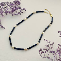 Бусы из Содалита и Жемчуга 40 см +