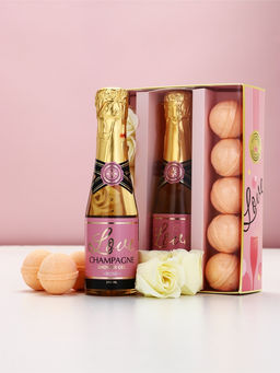 Чистое Счастье Женский набор Розовое шампанское, мыльные цветы и бурлящие шары