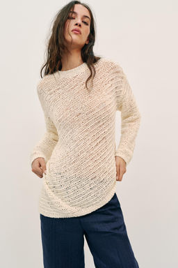 JERSEY OVERSIZE PUNTO BAJO ASIM?TRICO / crudo-blanco - Zara фото 7