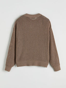 Bisiklet Yaka Ajurlu Oversize Kad?n Triko Kazak