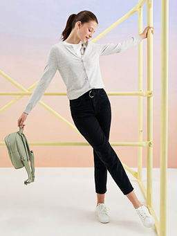 Y?ksek Bel Mom Fit D?z Cep Detayl? Kad?n Rodeo Jean Pantolon