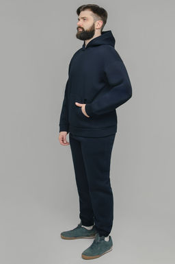 Арт. 69103 Костюм с брюками мужской с начесом 50-56 (4 шт) Цвет:Тёмно-синий - Идеал фото 4